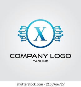 Modern initial Crypto currency X Tech Initial logo blockchain vector