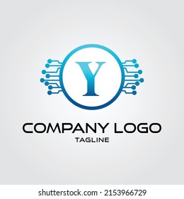 Modern initial Crypto currency Y Tech Initial logo blockchain vector