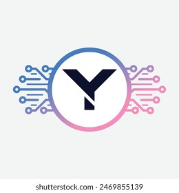 Modern initial Crypto currency Y Tech Initial logo blockchain abstract premium luxury vector