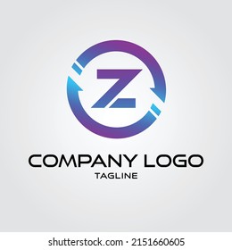 Modern initial Crypto currency Z Tech Initial logo blockchain vector