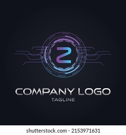 Modern initial Crypto currency Z Tech Initial logo blockchain vector