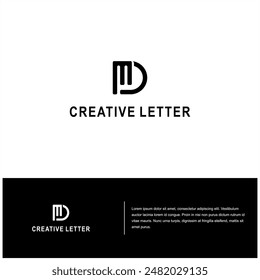 modern initial DM logo design. geometric monogram MD vector