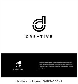 modern initial DU UD logo vector monogram geometric line template