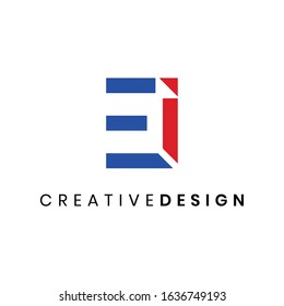 Modern initial Ei logo design vector. Simple letter Ei with arrow logo design concept