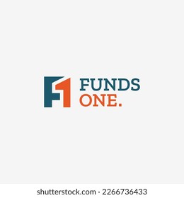 modernes F- und 1-Logo-Geschäft für Finanzierung und Investitionen: Kreativfonds eine Logo-ikonische Vektordesign-Vorlage einzeln auf weißem Hintergrund