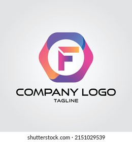 Moderno primer vector del logotipo F Tech Inicial