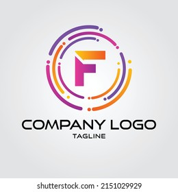 Modern initial F Tech Initial logo vector