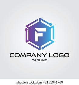 Modern initial F Tech Initial logo vector