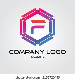 Modern initial f Tech Initial logo vector monogram