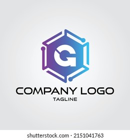 Modern initial G Tech Initial logo vector