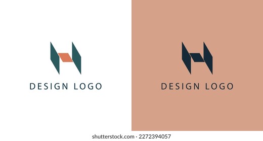 Logo De La Carta H Inicial Moderna. Con Varios Fondos Se Pueden Utilizar Para Logotipos Comerciales Y Marcas. Elementos de plantilla de diseño de logotipos de vectores planos.