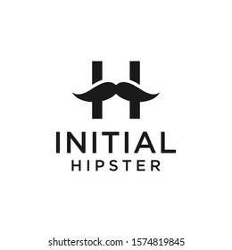 Modern initial H with mustache logo design.