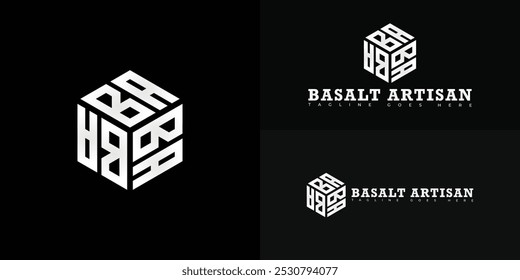 Modern initial hexagon vector letter BA or AB logo in silver color isolated on multiple background colors. The logo is suitable for stone-cutting operation logo design inspiration templates.