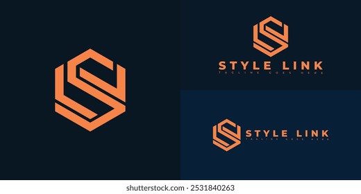 Logotipo inicial moderno de la letra SL o LS del Vector del hexágono en color anaranjado aislado en colores de fondo múltiples. El logotipo es adecuado para Plantillas de inspiración de diseño de logotipos de servicio de marketing de productos.