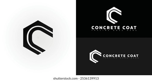 Logotipo de letra C o CC de Vector hexagonal inicial moderno en color negro aislado en múltiples colores de fondo. El logotipo es conveniente para las Plantillas de inspiración del diseño del logotipo de la compañía del suelo de epoxy. 