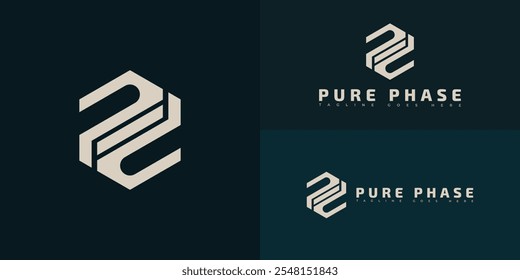 Moderno inicial hexágono vetor letra P ou PP logotipo em cor cáqui isolado em várias cores de fundo. O logotipo é adequado para modelos de inspiração de design de logotipo de empresa de contratação elétrica. 