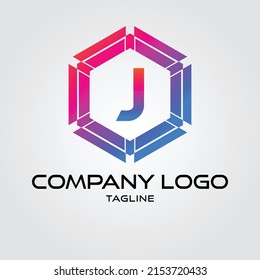 Modern initial j Tech Initial logo vector monogram