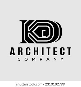 Modern initial K D KD logo design template. Minimalist black KD letter logo.