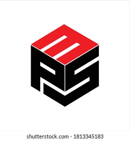 Moderner Anfangsbuchstabe P S und 3 mit Box-Vektorgrafik-Logo-Design-Inspiration