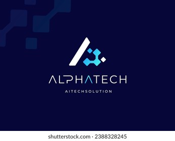 Modern Initial Letter A Algorithm Authentication Analytic Access Adaptive with Digital Data Pixel Technology logo design