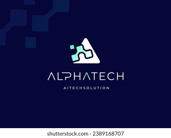 Modern Initial Letter A Algorithm Authentication Analytic Access Adaptive with Digital Connection Data Pixel Technology logo design