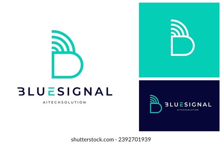 Modern Initial Letter B Bandbreitensignalverbindung für Logo-Design der Internet-Netzwerktechnologie