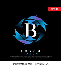 modern initial letter b feather logo. clean icon, template design
