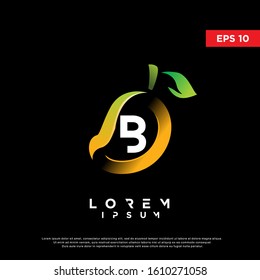 modern initial letter b inside mango fruit logo. simple icon, template design