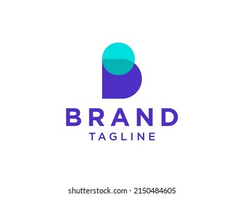 Modern Initial Letter B Logo. Blue Square with Negative Space isolated on White Background. Usable for Business and Branding Logos. Flat Vector Logo Design Template Element.