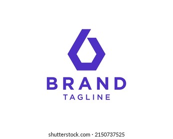 Modern Initial Letter B Logo. Blue Square with Negative Space isolated on White Background. Usable for Business and Branding Logos. Flat Vector Logo Design Template Element.