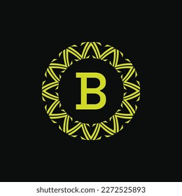 modern initial letter B natural ornament emblem frame medal logo
