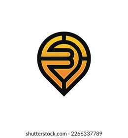 Modern initial letter B pin location map logo