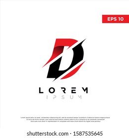 modern initial letter d cut style logo. simple icon, template design