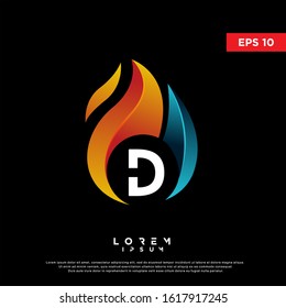 modern initial letter d fire logo. simple icon, template design