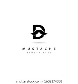 Modern initial letter D with mustache logo design