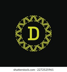 modern initial letter D natural ornament emblem frame medal logo