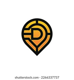 Modern initial letter D pin location map logo