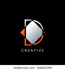 Modern Initial Letter D  Rhombus Polygon  Geometric  Logo  vector design concept.