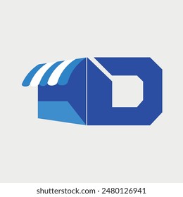 Modern Initial Letter D Shop and Market Logo. Store icon with lettering D. Vector Illustration Graphic Design.