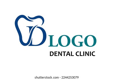 Carta inicial moderna D con estilo de arte de línea dental para atención de salud dental y clínica dental, plantilla de ideas con logotipo de negocios de odontología