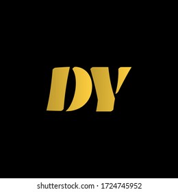 Modern Initial Letter DY Logo with gold gradient color and black background.
