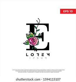 modern initial letter e floral logo. simple icon, template design