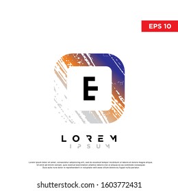modern initial letter e grunge square logo. modern icon, template design