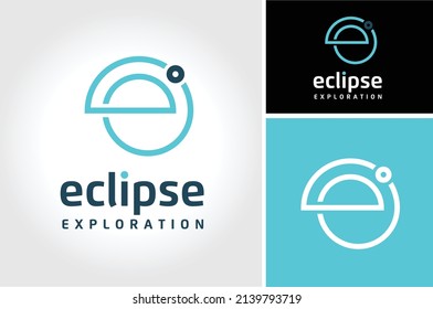 Modern Initial Letter E with simple Orbit line style logo design