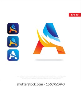 modern initial letter a electric logo. simple icon template design. isolated on white