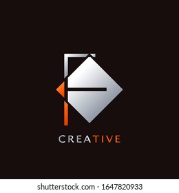 Modern Initial Letter F  Rhombus Polygon  Geometric  Logo  vector design concept.