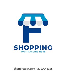 Carta inicial moderna F Ver e Ilustración vectorial con logotipo de mercado. Perfecto para Ecommerce, Venta, Descuento o Almacenar elemento Web