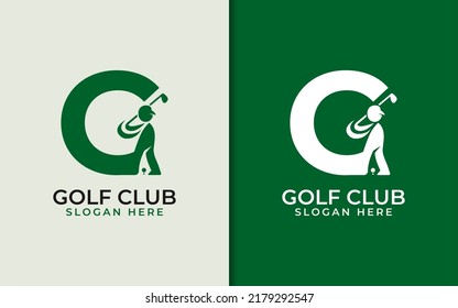 Modern Initial Letter G Combined with A Person Swinging a Golf Stick Logo Design.