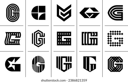 Modern initial letter G logo icon design set