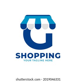 Modern Initial Letter G Shop and Market Logo Vector Illustration. Perfect for Ecommerce, Sale, Discount or Store Web Element